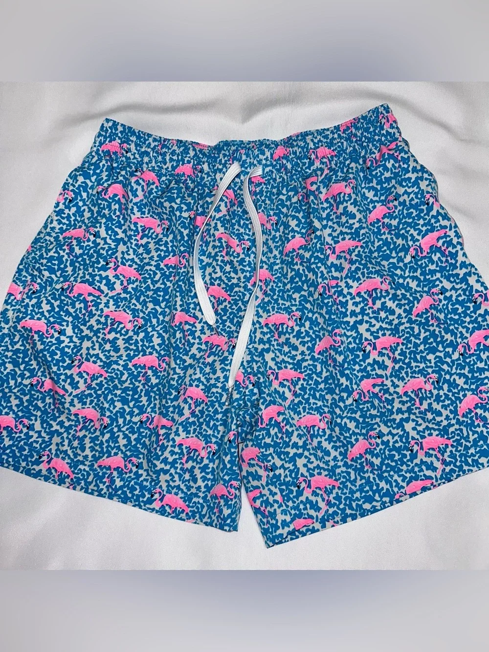 Chubbies boys swim trunks size large Blue Flamingo Print Drawstring Shorts